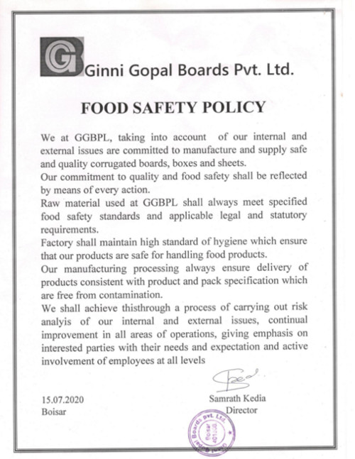 Food Saftey Policy